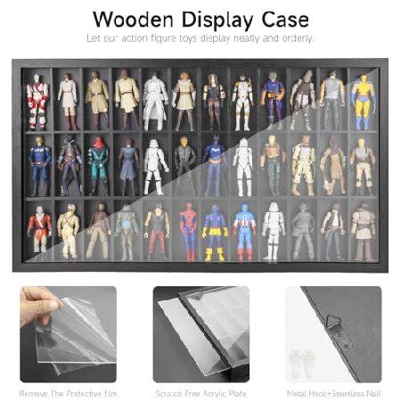 DisplayMore 木製ディスプレイケース 3.75インチ アクションフィギュア用 壁掛け式36コンパートメント コレクターショーケース 1/18スケール スターウォーズ / G_3