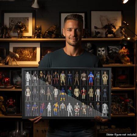 DisplayMore 木製ディスプレイケース 3.75インチ アクションフィギュア用 壁掛け式36コンパートメント コレクターショーケース 1/18スケール スターウォーズ / G_4