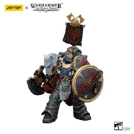 JOYTOY ウォーハンマー ホルス 異端 宇宙オオカミ 軍団の祈祷師 パワーアックスとコンバットシールド付き 1:18スケール アクションフィギュア メカジョイ トイコ_4