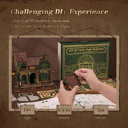 FUNPOLA 木製パズル 3Dパズル 組立キット 魔法の本屋 LED付き 難しい DIYミニチュア 立体パズル 建築模型 家の装飾 子供と大人向け 上級者向け 贈り物 英語説明 |  | 03