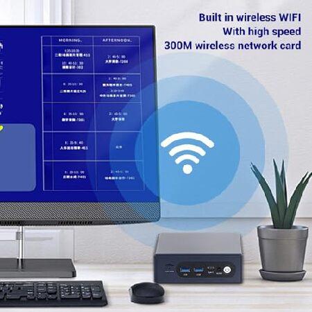 Mini PC, 8GB DDR4 256GB SSD Desktop Computer, with 300M Cordless Card, Gigabit Ethernet Port, 12th Gen CPU Small Gaming PC for Home, Office (EU Plug)の画像