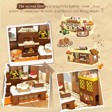 INSOON City ベーカリー カフェハウス ビルディングセット ライト付き 1289ピース ベーキングショップ 組み立てブロック おもちゃ コーヒーケーキ パン ベーカリ_3