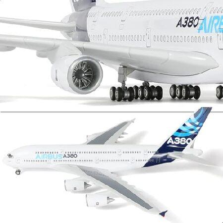 QIYUMOKE 1/200 Scale A380 Prototype Diecast Airplane - Airbus A380 Model Plane Kit with Stand (14 in-L)， Pre-Built Model Aircraft for Adults - Aviatio_2