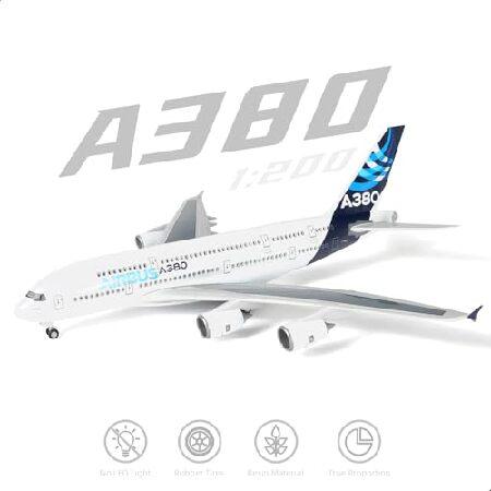 QIYUMOKE 1/200 Scale A380 Prototype Diecast Airplane - Airbus A380 Model Plane Kit with Stand (14 in-L)， Pre-Built Model Aircraft for Adults - Aviatio_4