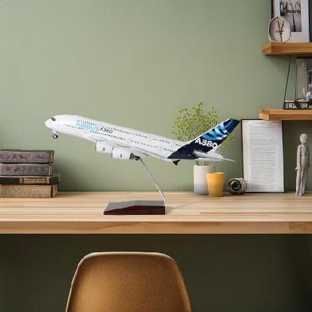 QIYUMOKE 1/200 Scale A380 Prototype Diecast Airplane - Airbus A380 Model Plane Kit with Stand (14 in-L)， Pre-Built Model Aircraft for Adults - Aviatio_5