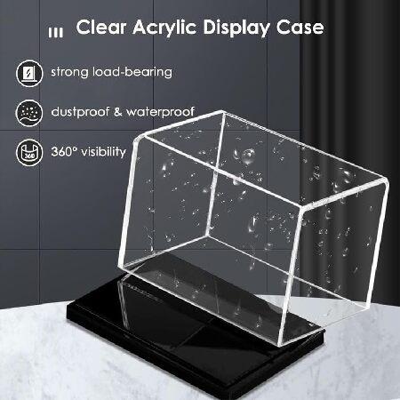 Large Clear Acrylic Display Case for Organizing Kids Toys/ Action Figures/Lego Model Doll Toys Display,Transparent Box Dustproof Protection with Wood-の画像