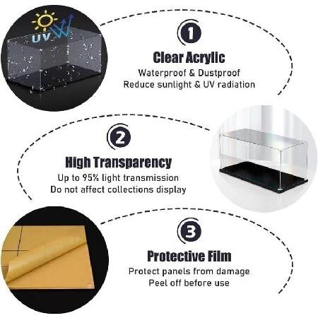 Large Clear Acrylic Display Case for Organizing Kids Toys/ Action Figures/Lego Model Doll Toys Display,Transparent Box Dustproof Protection with Wood-の画像
