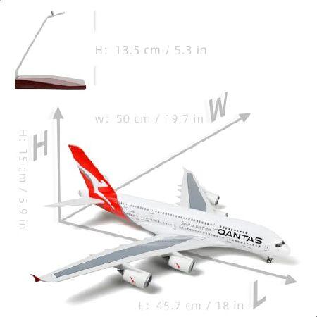 QIYUMOKE 1/160 A380 Model Plane for Qantas 18-inch L Pre-Built Airplane Model for Airbus A380 with Planes Display Stand Diecast Airplane Model Kits fo_1