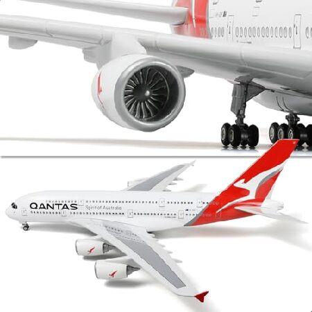 QIYUMOKE 1/160 A380 Model Plane for Qantas 18-inch L Pre-Built Airplane Model for Airbus A380 with Planes Display Stand Diecast Airplane Model Kits fo_3