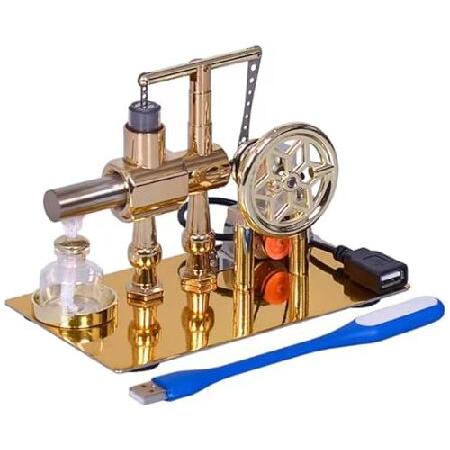 Hot Air Stirling Engine Motor Model,Stirling Engine Kit, Single-Cylinder Metal Stirling Engine External Combustion Engine Motor,DIY Hot Air Engine Gif