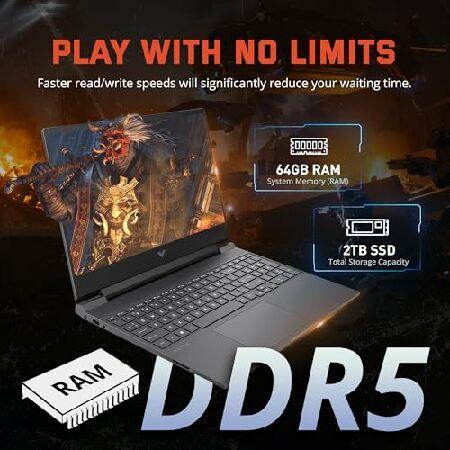 Victus 15.6" Gaming Laptop, 144Hz FHD IPS Display, AMD Ryzen 5 7535HS, 64GB DDR5, 2TB SSD, AMD Radeon RX 6550M, Backlit Keyboard, Wi-Fi 6, Win 11, 【持っ】