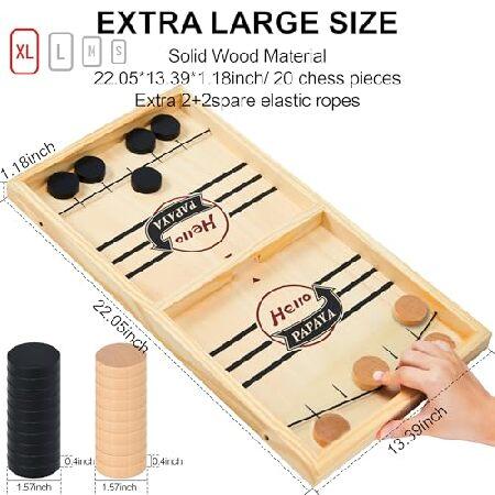 HELLO PAPAYA Fast Sling Puck Game - Test Your Speed and Accuracy with This Fast-Paced Wooden Air Hockey Desktop Battle Board Game - Guaranteed Fun Gif_1