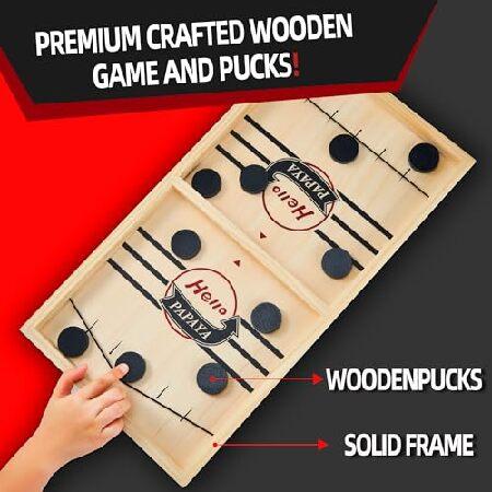 HELLO PAPAYA Fast Sling Puck Game - Test Your Speed and Accuracy with This Fast-Paced Wooden Air Hockey Desktop Battle Board Game - Guaranteed Fun Gif_2