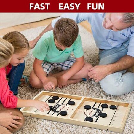HELLO PAPAYA Fast Sling Puck Game - Test Your Speed and Accuracy with This Fast-Paced Wooden Air Hockey Desktop Battle Board Game - Guaranteed Fun Gif_4