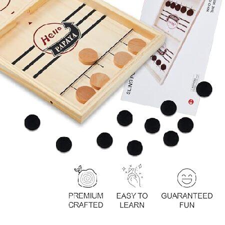 HELLO PAPAYA Fast Sling Puck Game - Test Your Speed and Accuracy with This Fast-Paced Wooden Air Hockey Desktop Battle Board Game - Guaranteed Fun Gif_5