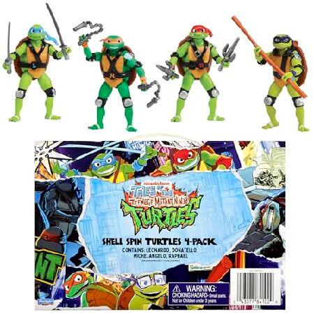 Playmates Toysのティーンエイジ・ミュータント・ニンジャ・タートルズ・シェルスピンバンドル4個パック。の画像