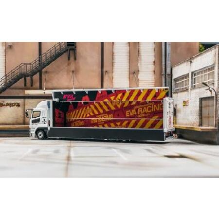 1/64 Tarmac Works Fuso Truck with Transporter White with Graphics EVA Racing Truck64 Series Limited Edition Diecast Model - T64T-TL001-EVA