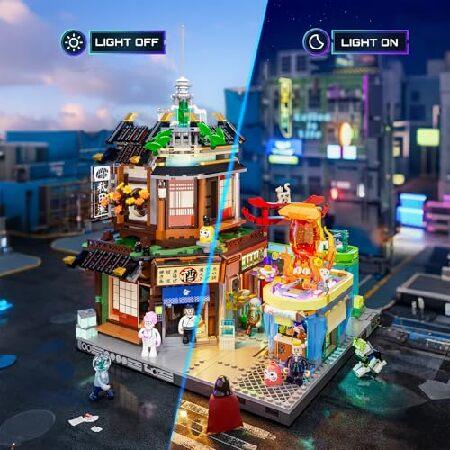 FUNWHOLE サイバーパンク 和 居酒屋 照明 建物 レンガ セット - サイバーパンク ネオンシティ フューチャー パブ 日本のストリートビュー ハウス コレクション L_1