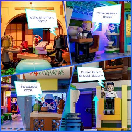 FUNWHOLE サイバーパンク 和 居酒屋 照明 建物 レンガ セット - サイバーパンク ネオンシティ フューチャー パブ 日本のストリートビュー ハウス コレクション L_4