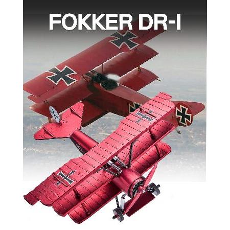 Piececool 3Dメタルパズル 大人用 Fokker Dr-1 トライプレーン メタルモデルキット 軍用飛行機モデルキット DIY趣味 ホームデコレーション 最高のギフトの画像