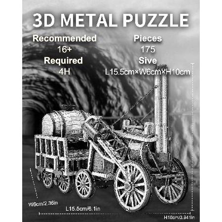 Piececool 3Dメタルパズル 大人用 ロケット蒸気機関車モデルキット DIY 蒸気機関車 金属製組み立てキット クラフト 大人用 趣味 ホームデコレーション 最高のギの画像