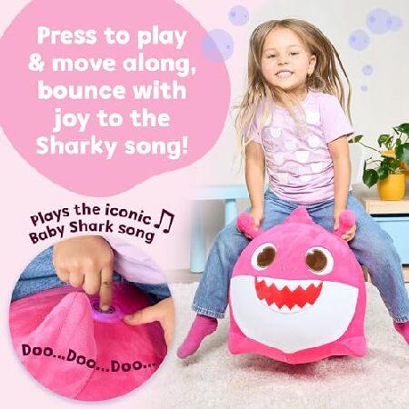 JITTERYGIT Baby Shark Bouncy Hopper - Musical Plush Toy for Kids and Toddlers - Mommy Shark (Pink)_1