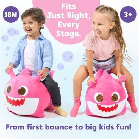 JITTERYGIT Baby Shark Bouncy Hopper - Musical Plush Toy for Kids and Toddlers - Mommy Shark (Pink)_5