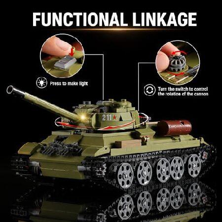 WW2 正規陸軍特車精神的な統合仕かける LEDともし火付き添い人 Panzer IV ＆ T-34 軍用特車 ひな型一揃いの道具  ミリタリー愛好者へのコレクターギフトアイデア 8歳以上 成年者 (1201ピー
