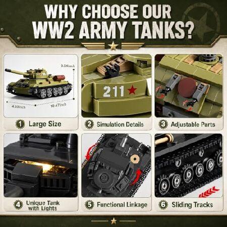 WW2 正規陸軍特車精神的な統合仕かける LEDともし火付き添い人 Panzer IV ＆ T-34 軍用特車 ひな型一揃いの道具  ミリタリー愛好者へのコレクターギフトアイデア 8歳以上 成年者 (1201ピー