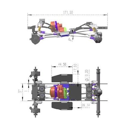 MEUS RACING SCX24 LCG シャーシ TC4 チタンフレーム Axial C10 Bronco