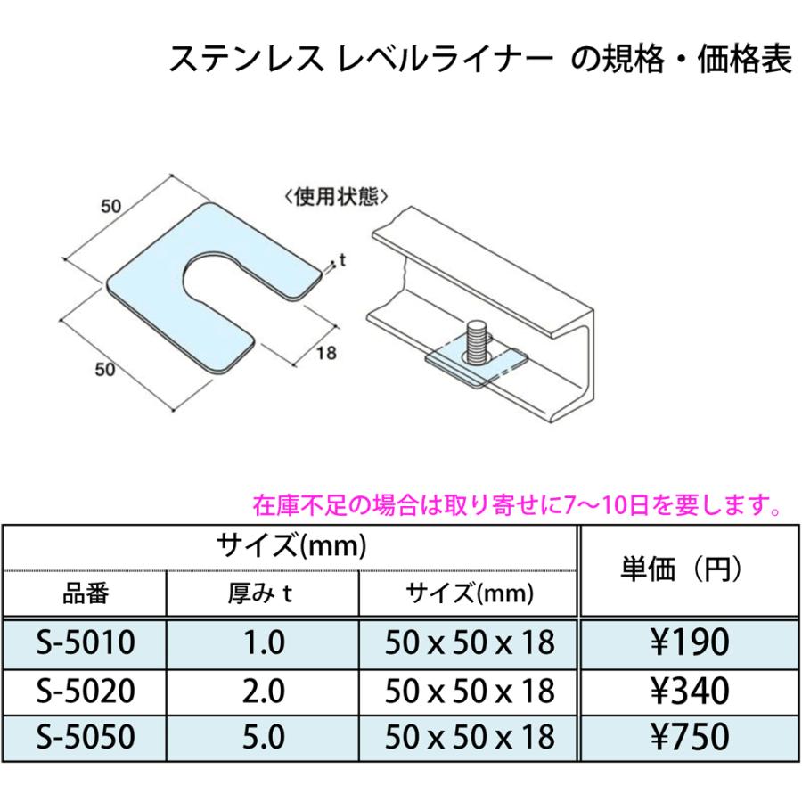 ステンレス　レベル調整用ライナー　スペーサー |  | 01