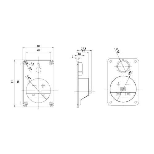 スピーカー ターミナル 角型埋込式 壁掛フック受け付き 1個 ねじ込み式 バナナプラグ対応 金属ターミナル 防振用背面密封ガスケット付き |  | 03