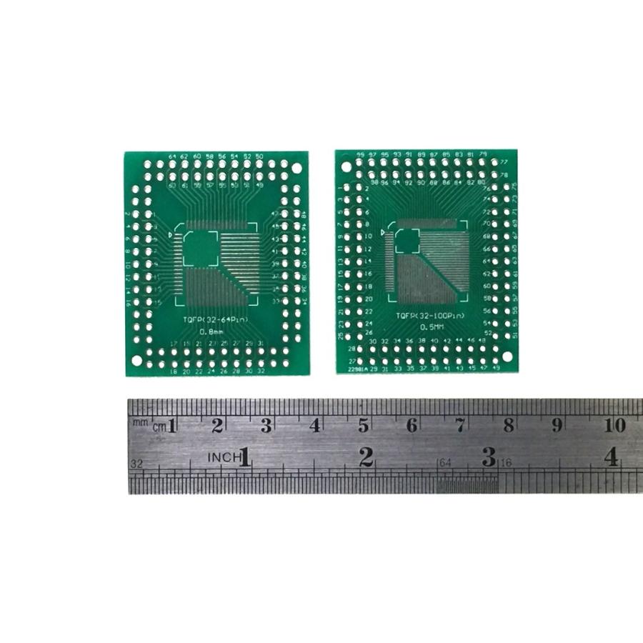 TQFP 0.5mmピッチ 32〜100ピン to DIP 32〜100ピン / TQFP 0.8mmピッチ 32〜64ピン to DIP 32〜64ピン 変換基盤 1枚 |  | 02