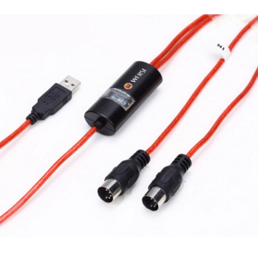 MIDI to USB 変換ケーブル 2m MIDI（5ピン オス IN OUT） LEDアクセスランプ付き | 