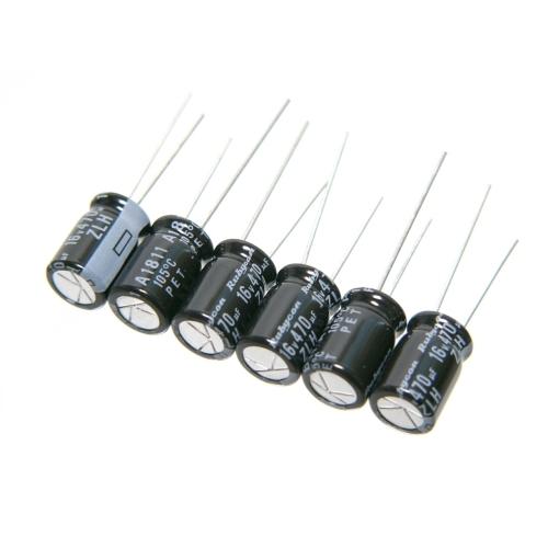 [ルビコン] ZLHシリーズ アルミ電解コンデンサ 470μF 16V 105℃ 小形 長寿命 低インピーダンス品（6個セット） | 