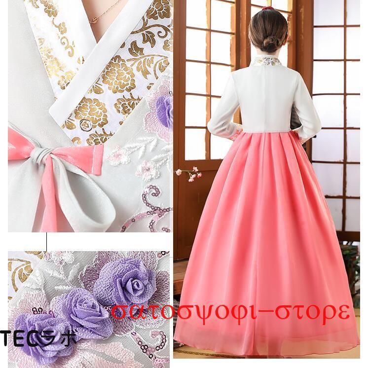 韓国民族衣装 チマチョゴリ レディース 韓服 2点セット 花 刺繍 韓国民族衣装 チマチョゴリ レディース 韓服 2点セット 花 刺繍