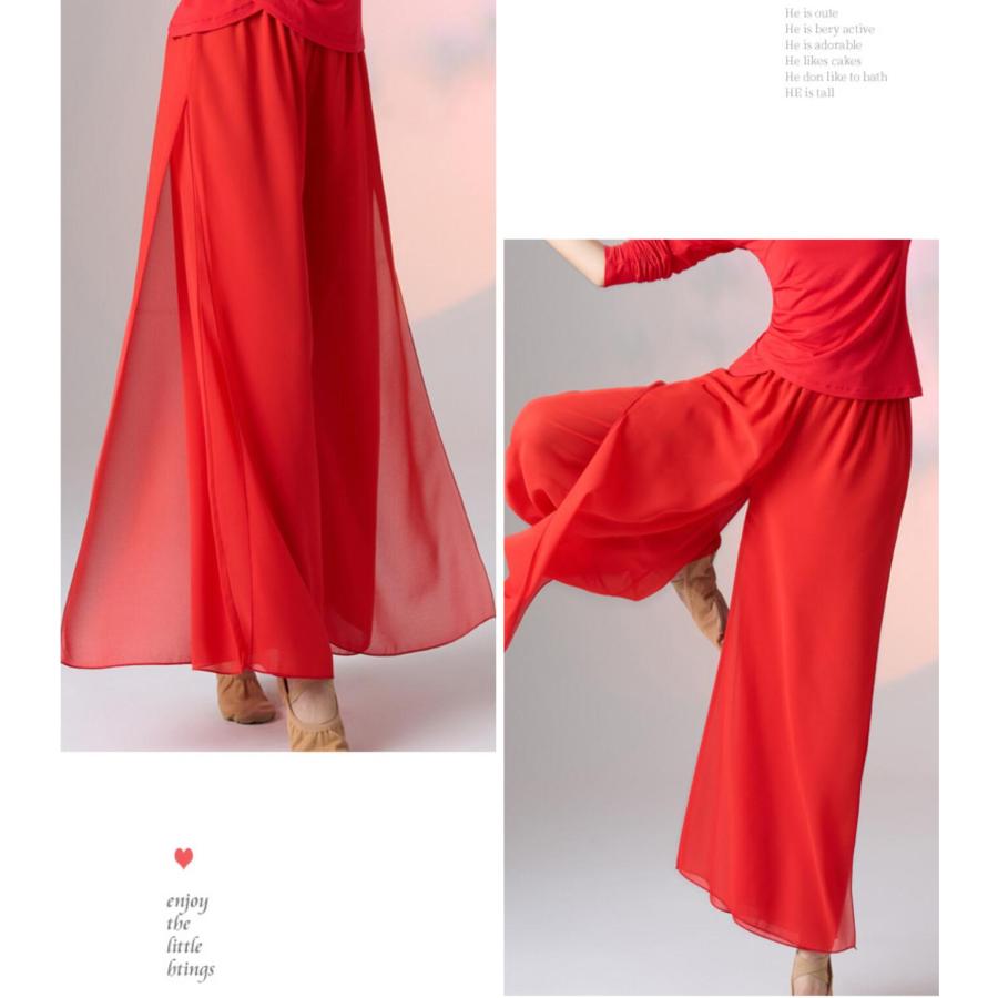 ダンスパンツ シフォン ワイドパンツ 飄逸 ふんわり ガウチョ