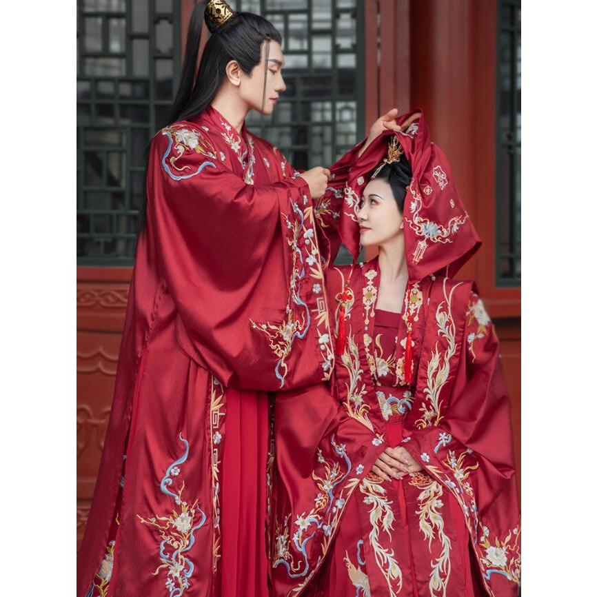 中華コスプレ衣装 華流 古代 ウエディングドレス 新郎 新婦 中国古代 
