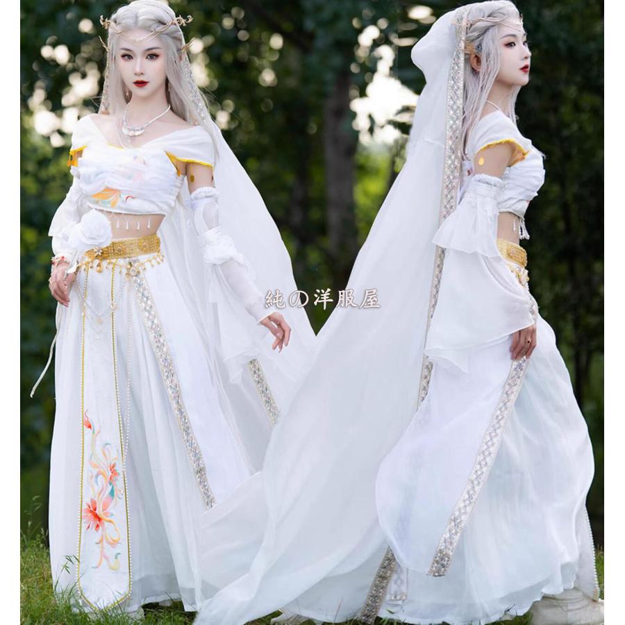 社交ダンスドレス 白と青、黄色の花柄Mサイズ162cm前後