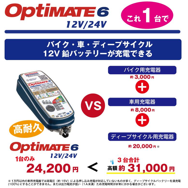 Optimate6 12v 24v Tm 387 オプティメイト6 12v 24vバイク 車ディープサイクル対応バッテリー充電器 サルフェーション除去 不要バッテリー無料回収チケット付 Tm Opti6select B テックメイト公式ストア 通販 Yahoo ショッピング