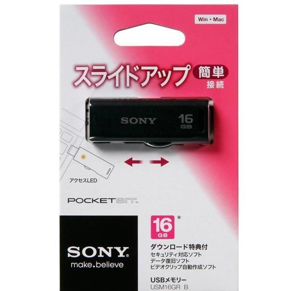 メール便送料無料対応可 10個セット SONY(VAIO) USM16GR B USB2.0対応 スライドアップ式USBメモリー ポケットビット 16GB ブ… 15倍P