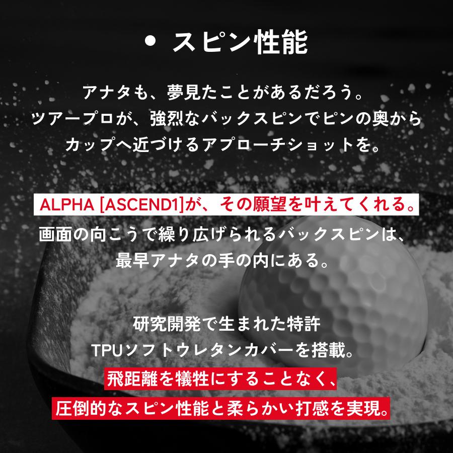 【5ダースセット】【5%OFF】ALPHA(アルファ) ゴルフボール 1ダース (12個入) = ACSEND1（アセンドワン） = 3ピース スピン系 飛び系 飛距離 ディスタンス |  | 05
