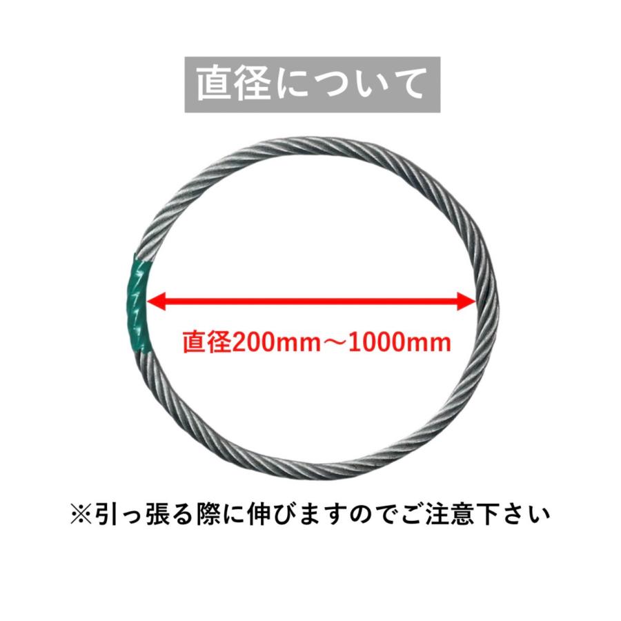 エンドレス(グロメット加工)　玉掛けワイヤ 台付けワイヤ　9mm【3部】×直径150mm〜1000mm　〜領収書発行可〜｜tectool-store｜03