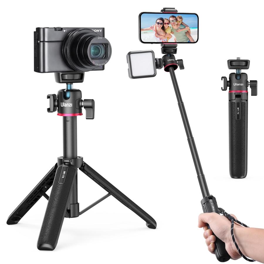Minolta& King フィルムカメラと三脚 Ulanzi MT-73 カメラ三脚 卓上 Gopro用三脚 自撮り棒 4段伸縮 360度雲