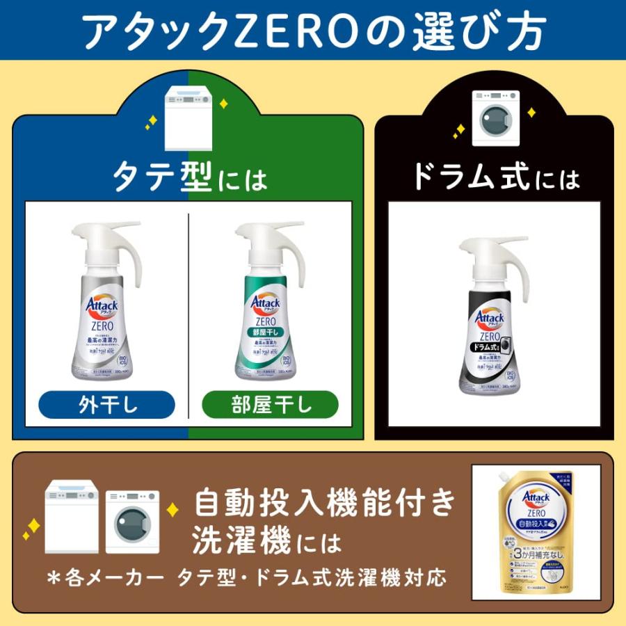 アタックＺＥＲＯ ドラム式専用 洗濯洗剤 液体 アタック液体史上 最高の清潔力。菌の隠れ家蓄積０へ 本体３８０ｇ｜tecy｜08