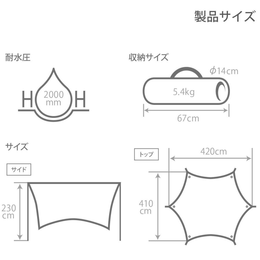 DOD ディーオーディー いつかのタープ はじめてでも扱いやすい ベーシックな ヘキサタープ waterproof カーキ Medium オールイ_6