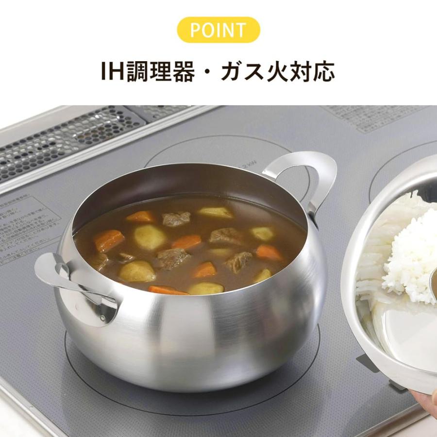 下村企販 両手鍋 20cm 日本製 IH・ガス火対応 食洗機対応 かわいい形