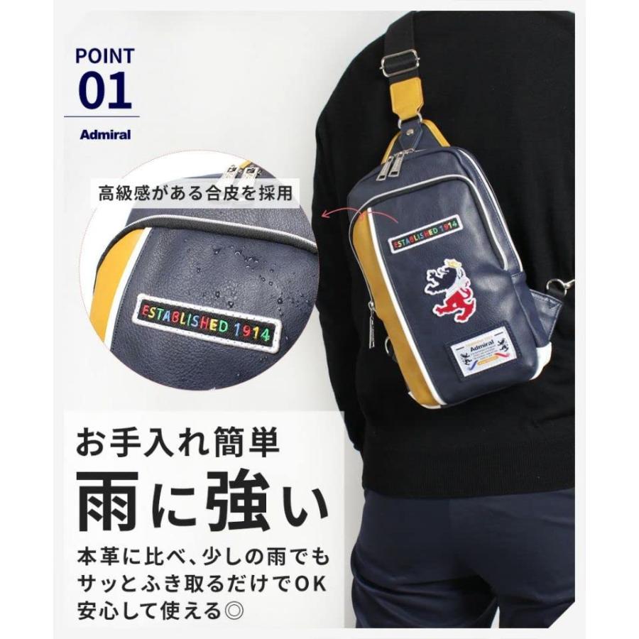 アドミラル ボディバッグ 合皮 斜めがけ ショルダーバッグ 軽量 ブランド イギリス スポーツ ゴルフ バッグ ADBA-01 メンズ ブラック_2