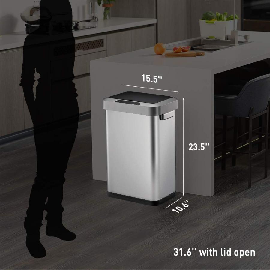 EKO ゴミ箱 自動開閉 ホライゾンセンサービン シルバー 45L ふた付き
