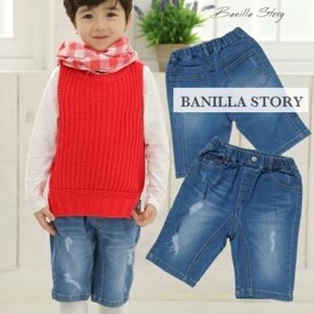 韓国子供服 Banilla Story ダメージハーフデニムパンツ 100 110 1 130 140cm 当店在庫してます